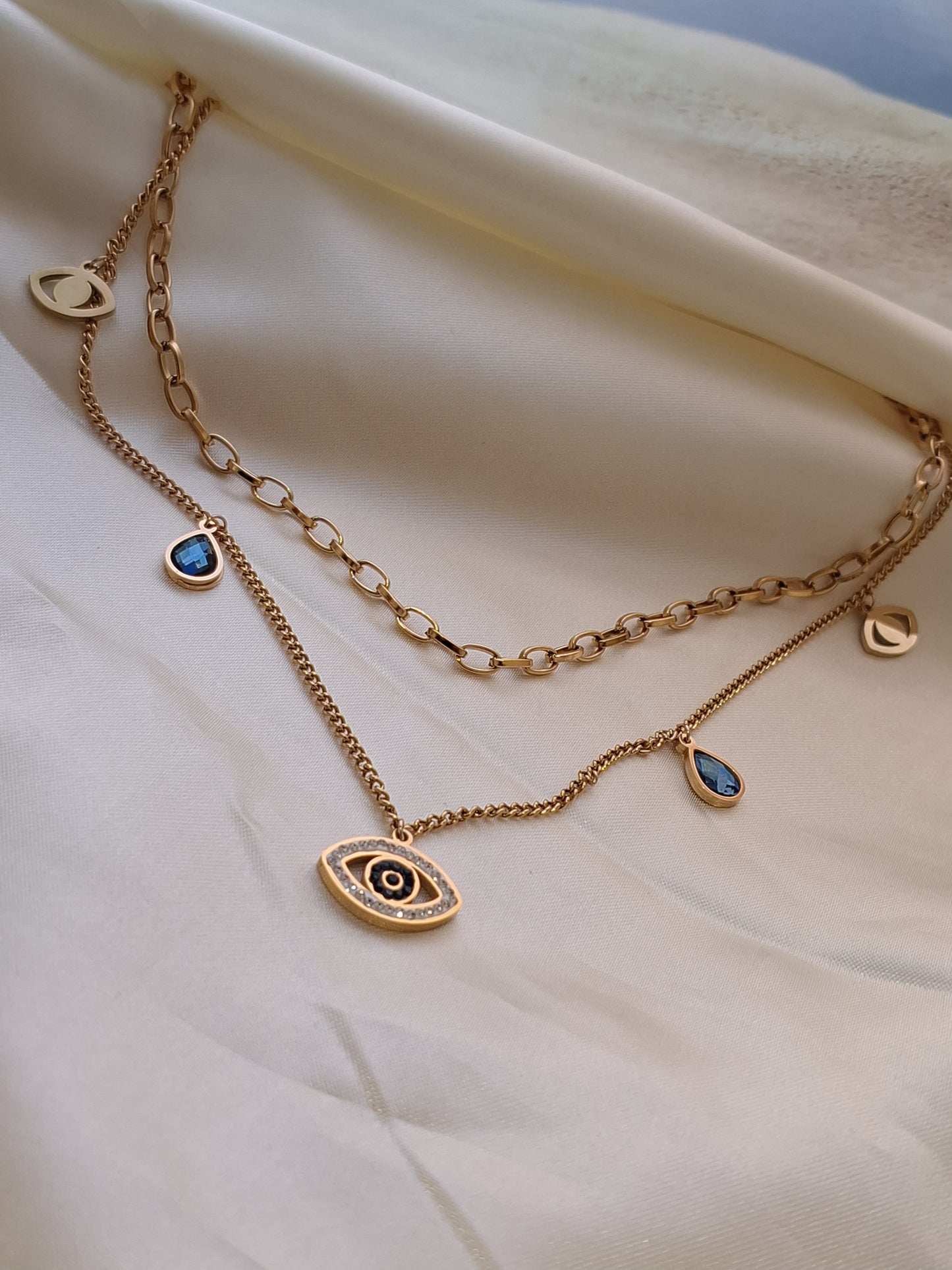 Dennis anti-tarnish evil eye chain