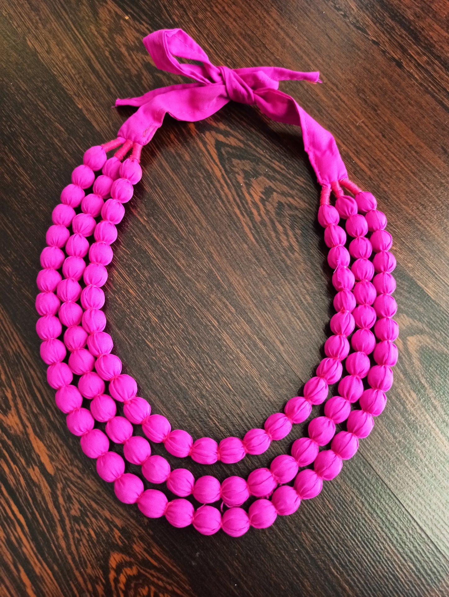 Kriti Pink Three Layered Fabric Necklace