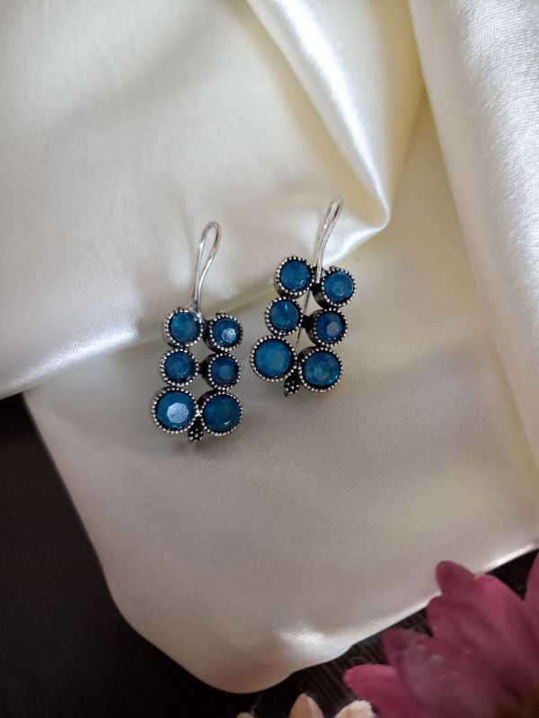 Reeva Brass hook earrings Teal