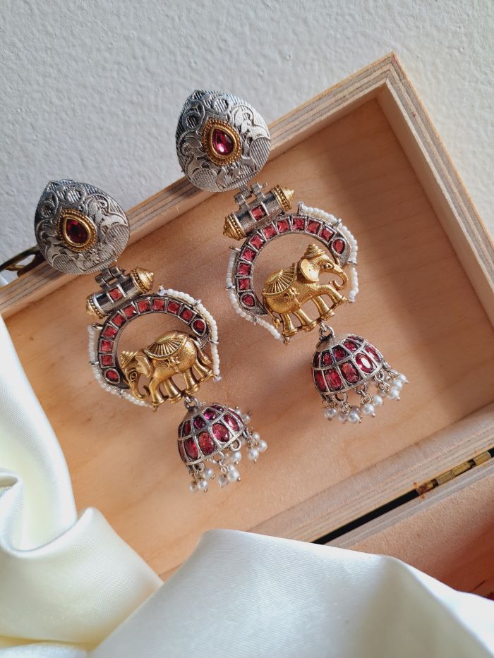 Taruni pink jhumki earrings