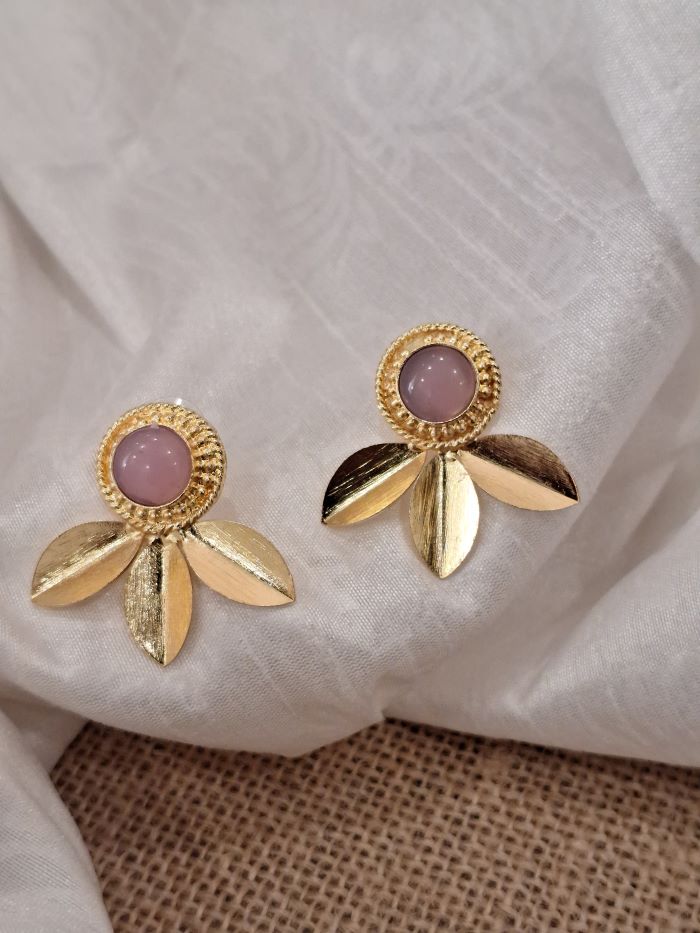 Anushi blush pink golden studs earrings