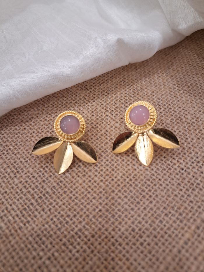 Anushi blush pink golden studs earrings