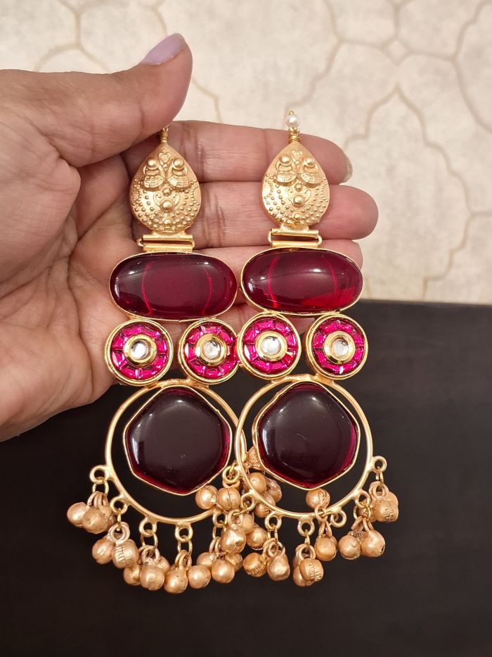 Ashna maroon dangler earrings