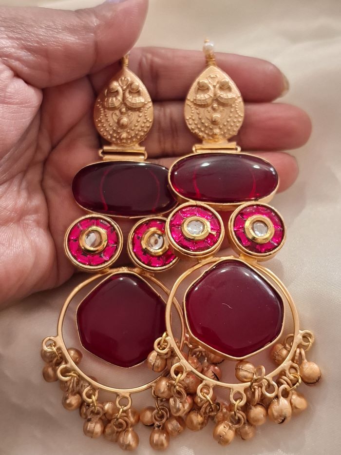 Ashna maroon dangler earrings