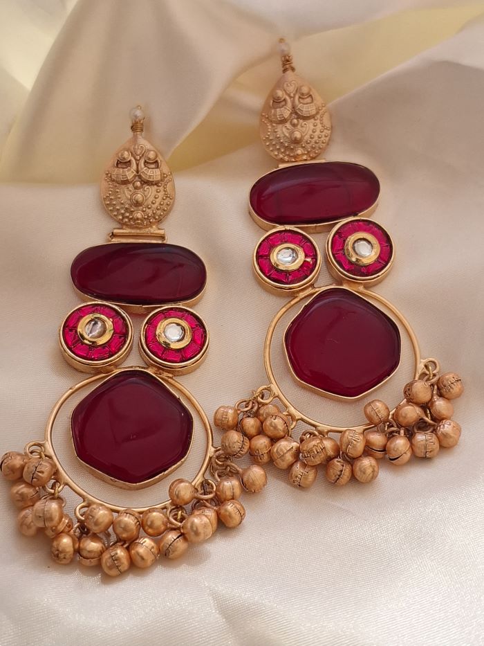 Ashna maroon dangler earrings