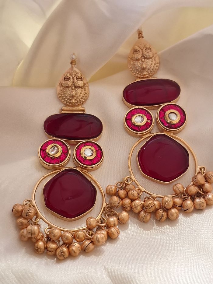 Ashna maroon dangler earrings