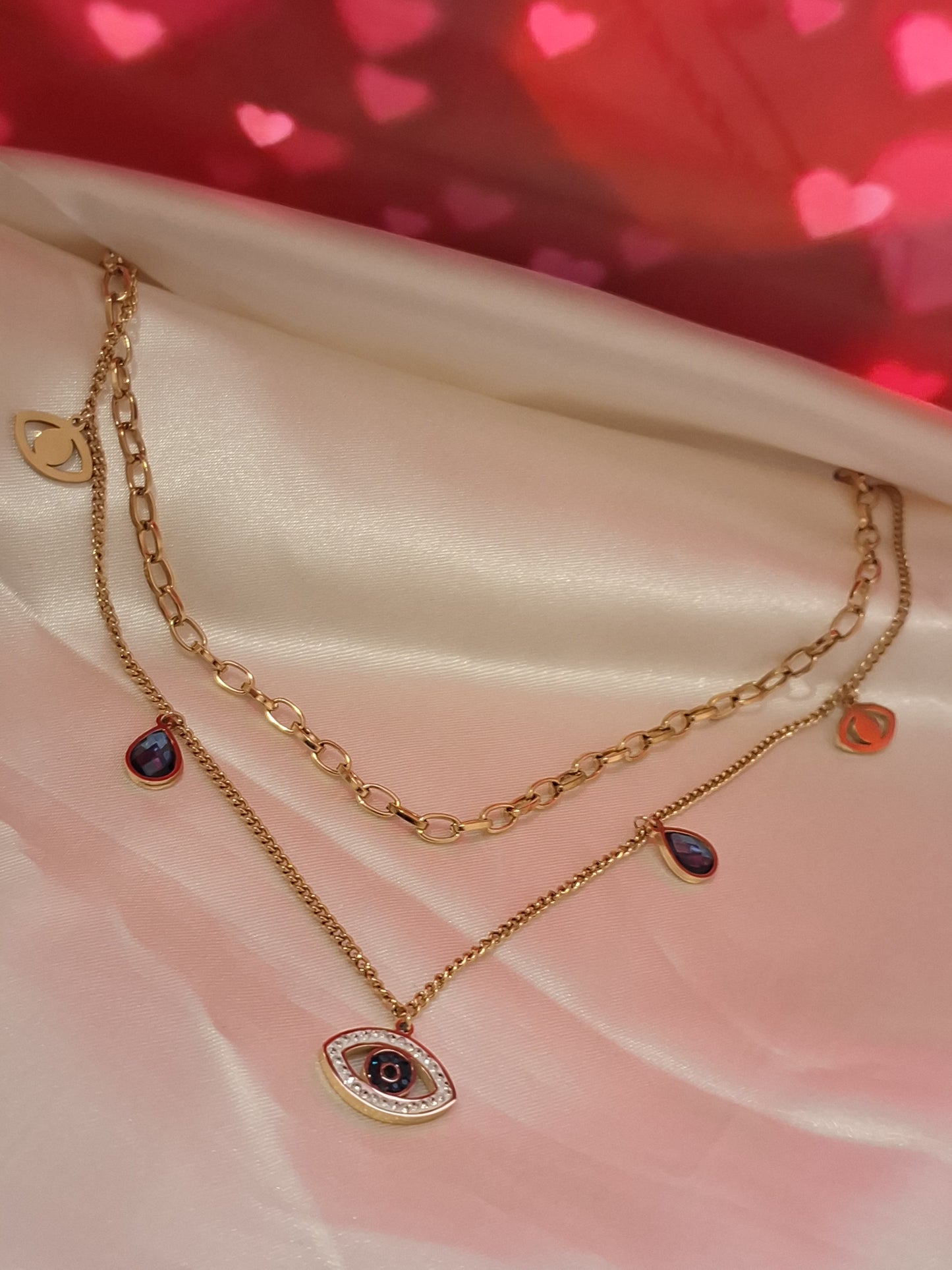 Dennis anti-tarnish evil eye chain