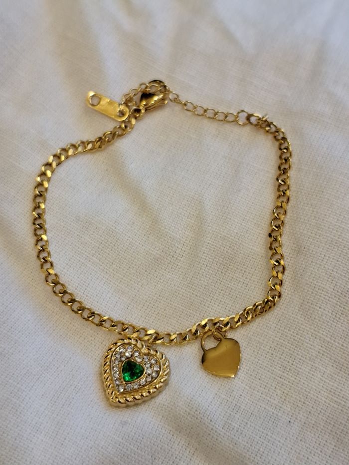 Isabel emerald green anti-tarnish chain bracelet