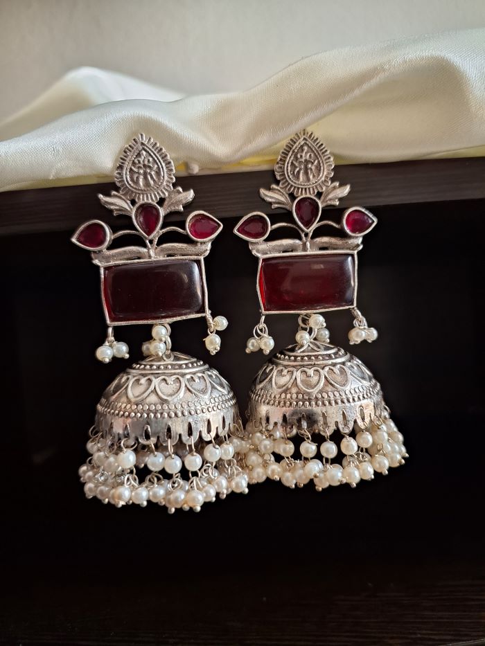 Jasmi red jhumki earrings