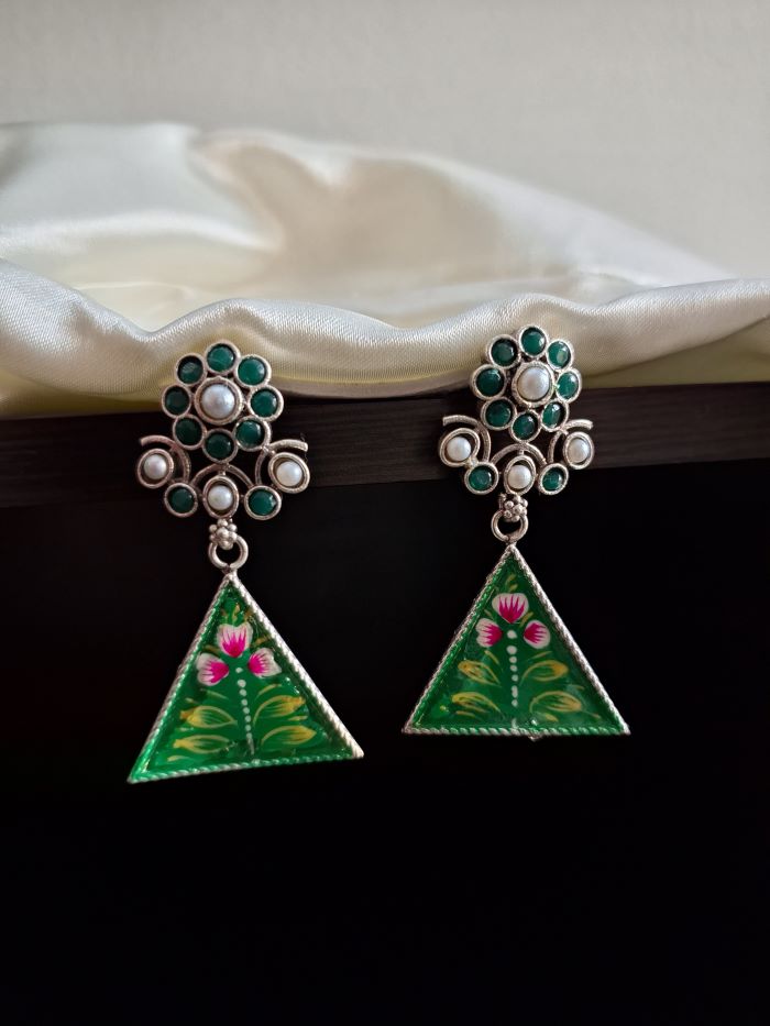 Jugni Green Dangler Earrings