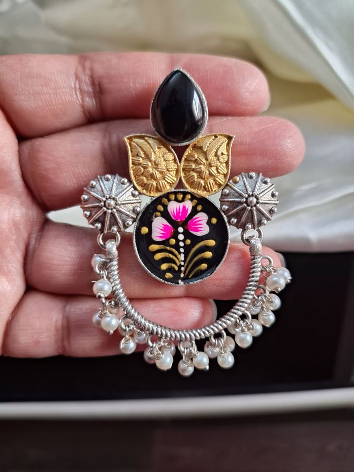 Masoom black chandbali earrings