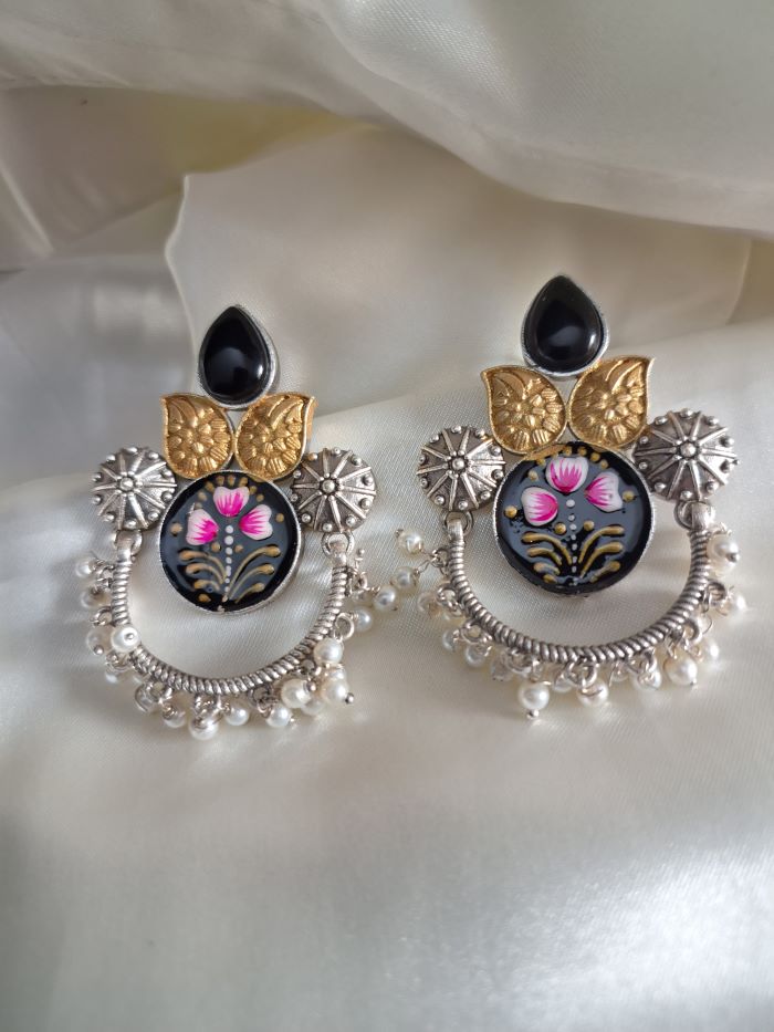 Masoom black chandbali earrings
