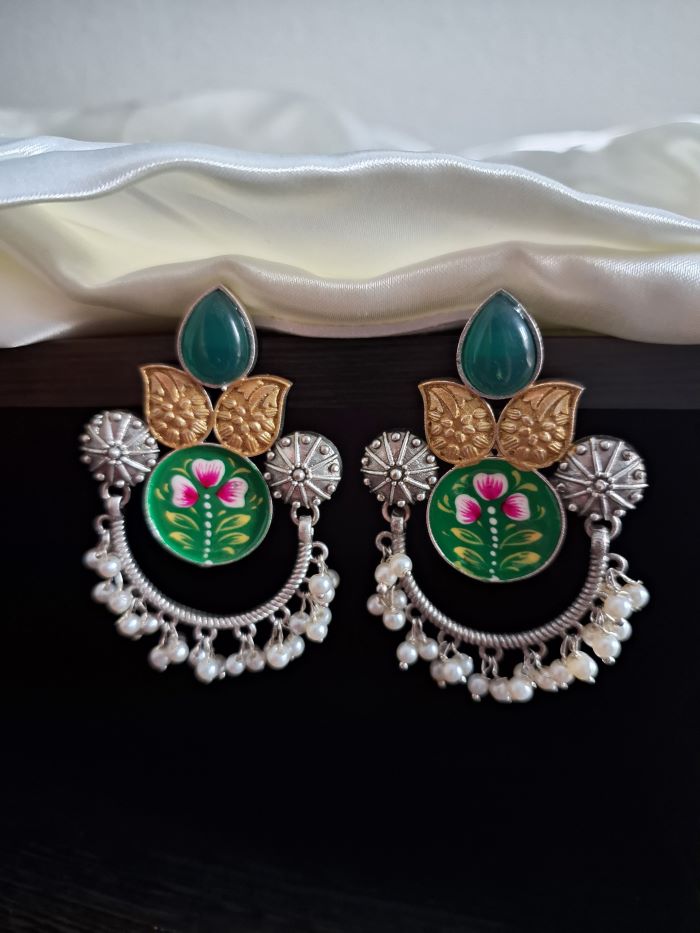 Masoom Green Chandbali earrings