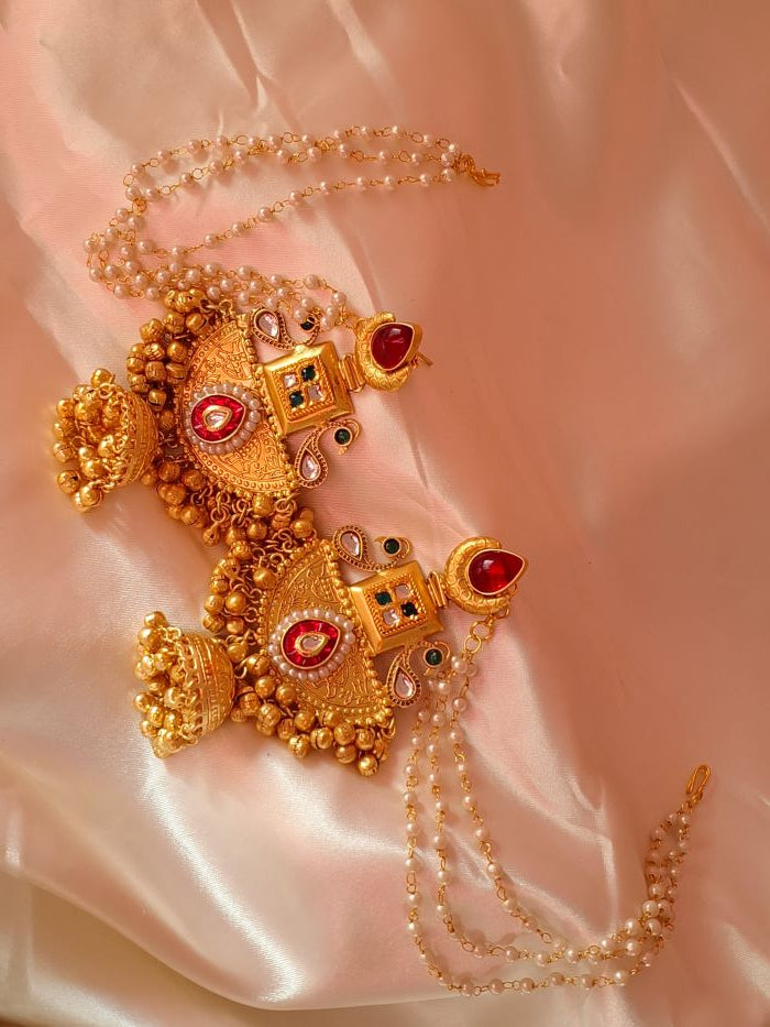 Parijat chandbali jhumka earrings
