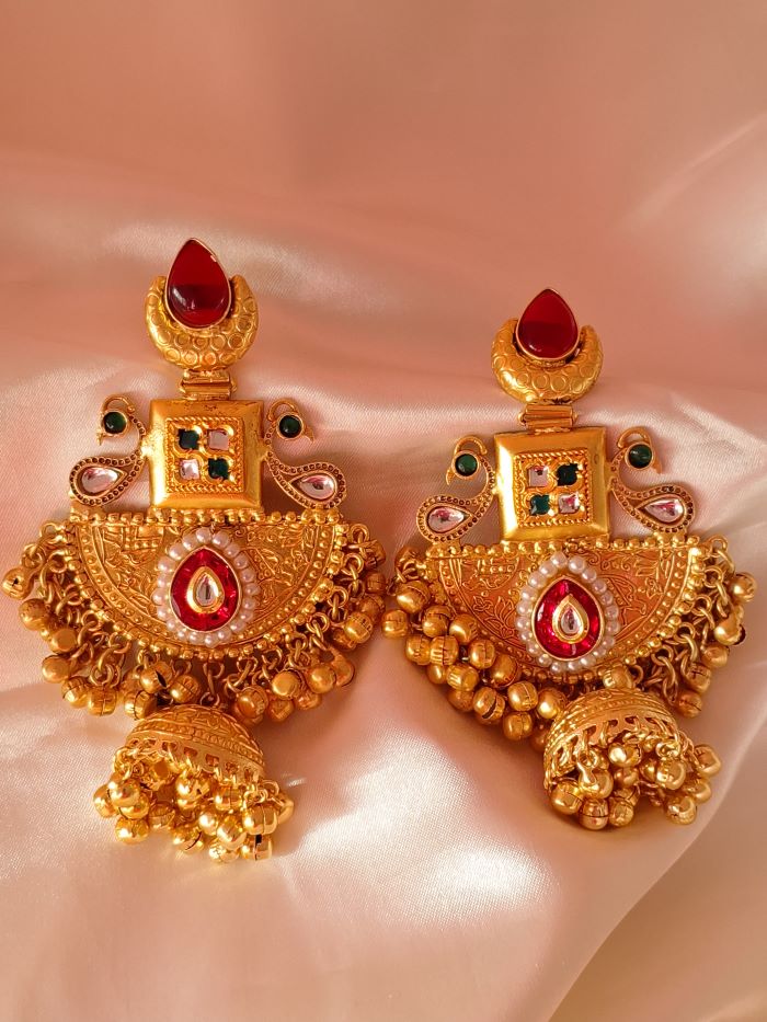Parijat chandbali jhumka earrings
