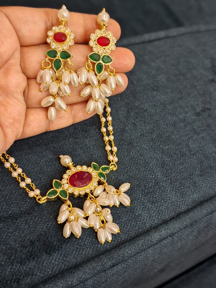 Ramya kundan pearl jewellery set