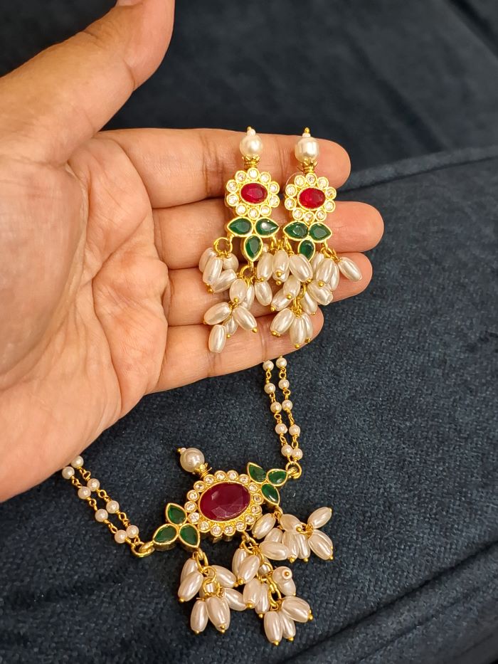 Ramya kundan pearl jewellery set