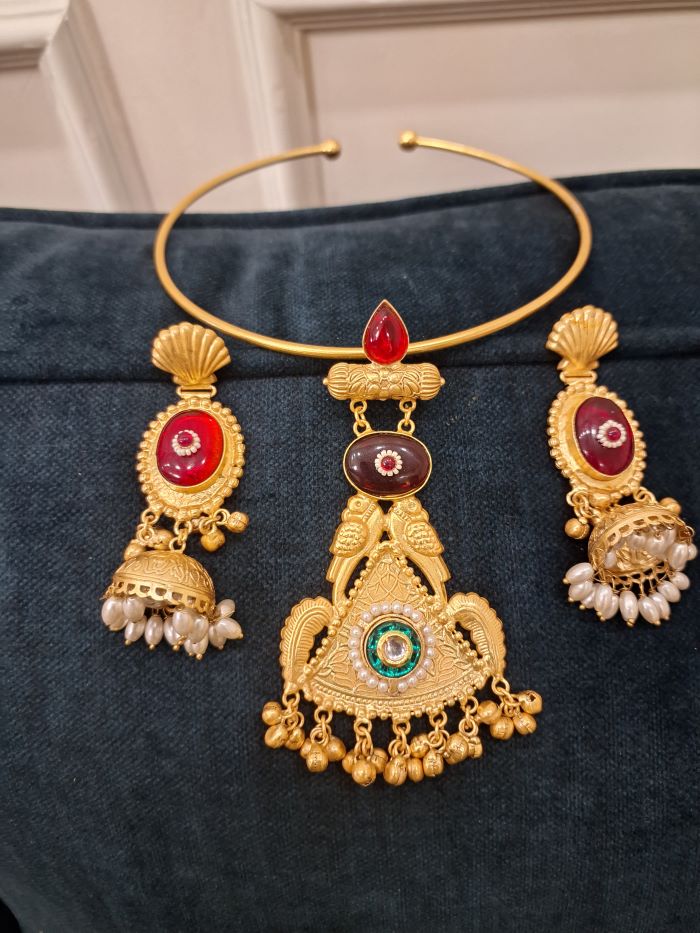 Ratika Red Hasli necklace set