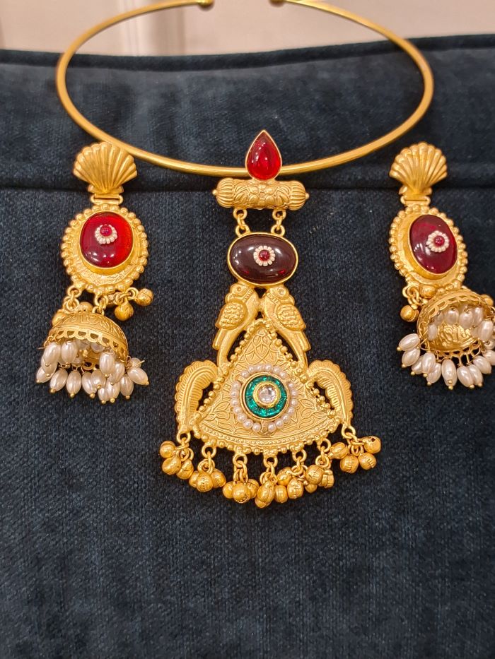 Ratika Red Hasli necklace set