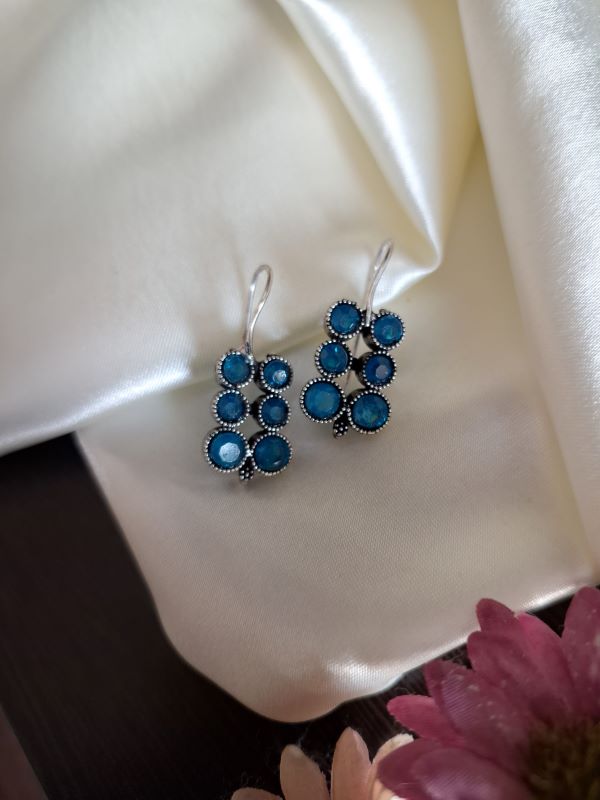 Reeva Brass hook earrings Teal