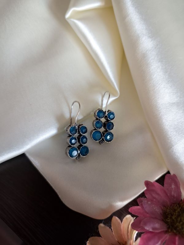 Reeva Brass hook earrings Teal
