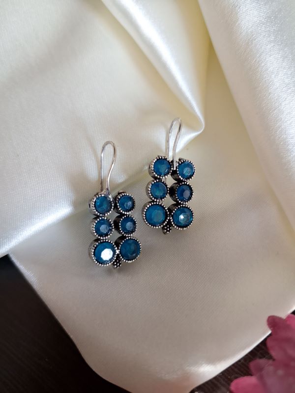 Reeva Brass hook earrings Teal