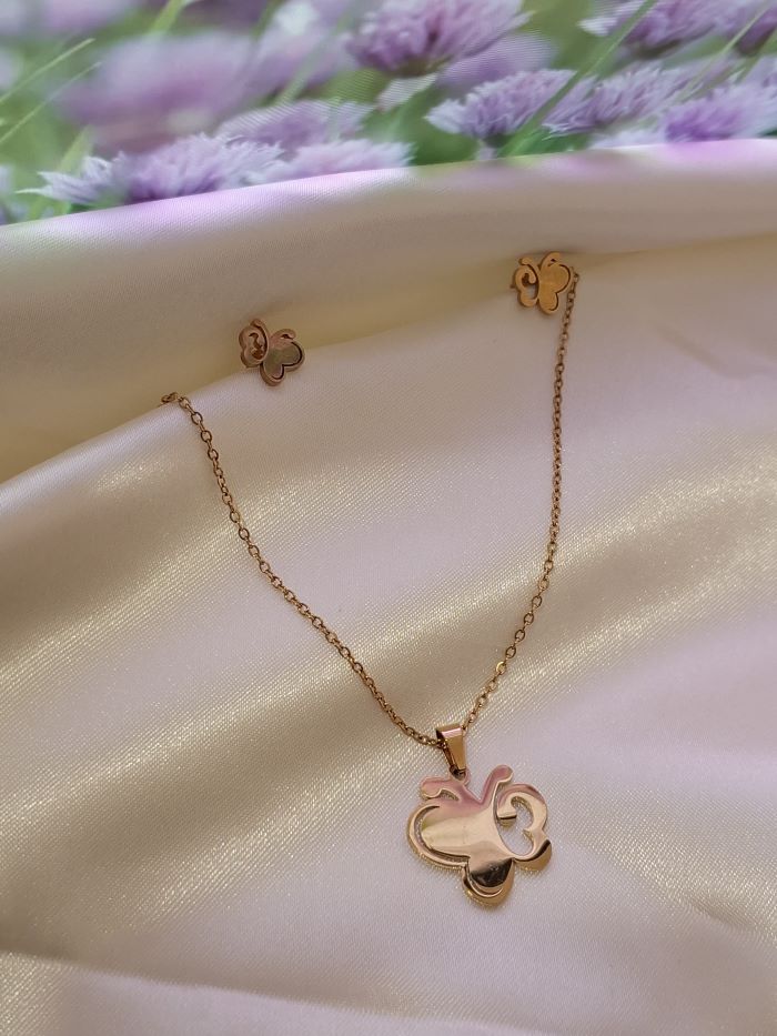 Rimel anti-tarnish butterfly pendant jewellery set