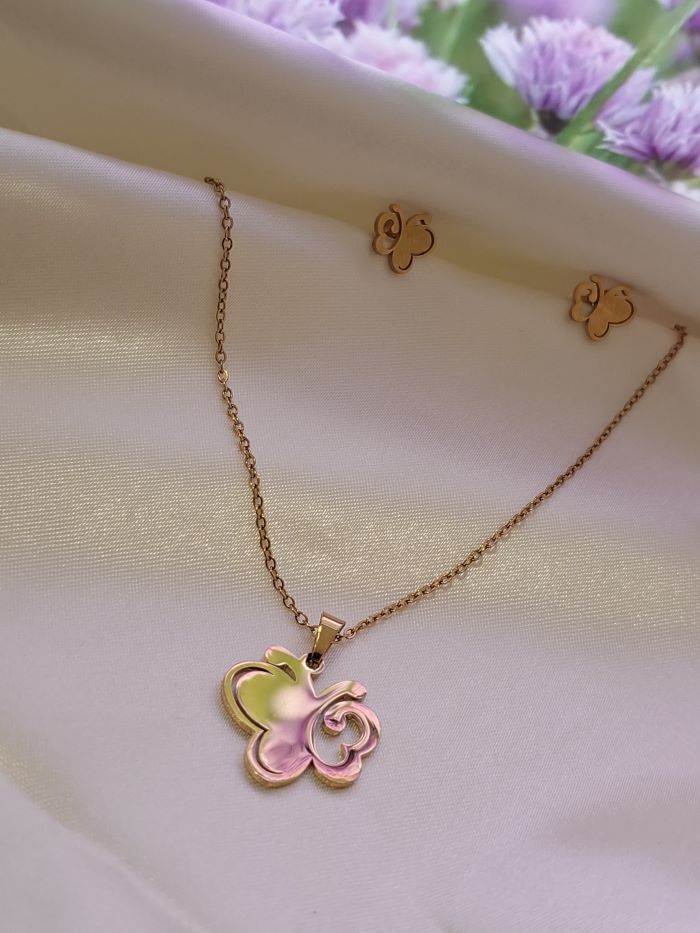 Rimel anti-tarnish butterfly pendant jewellery set