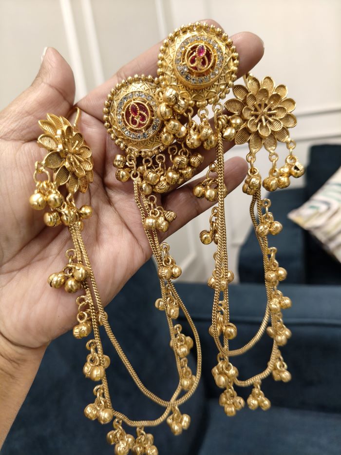 Risha gold-plated kashmiri earrings
