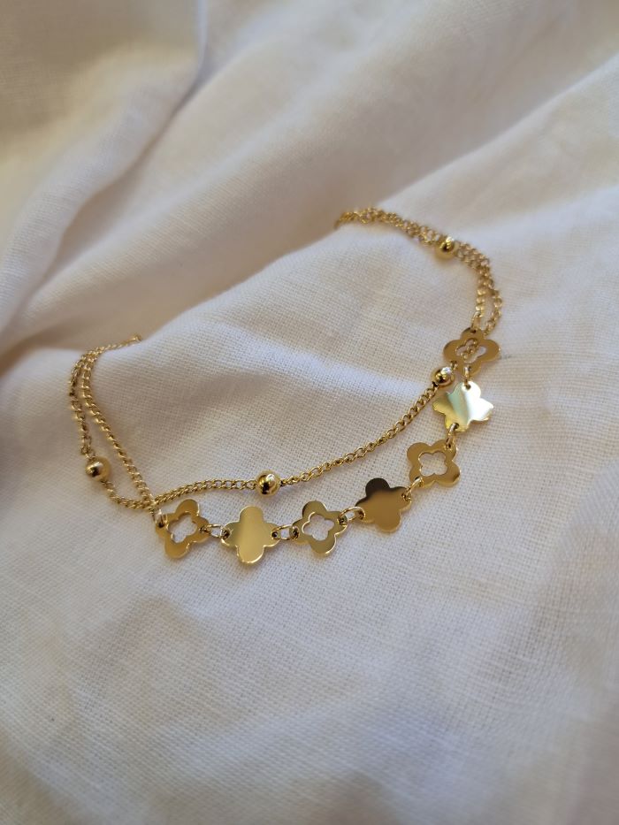 Roz anti-tarnish clover chain bracelet