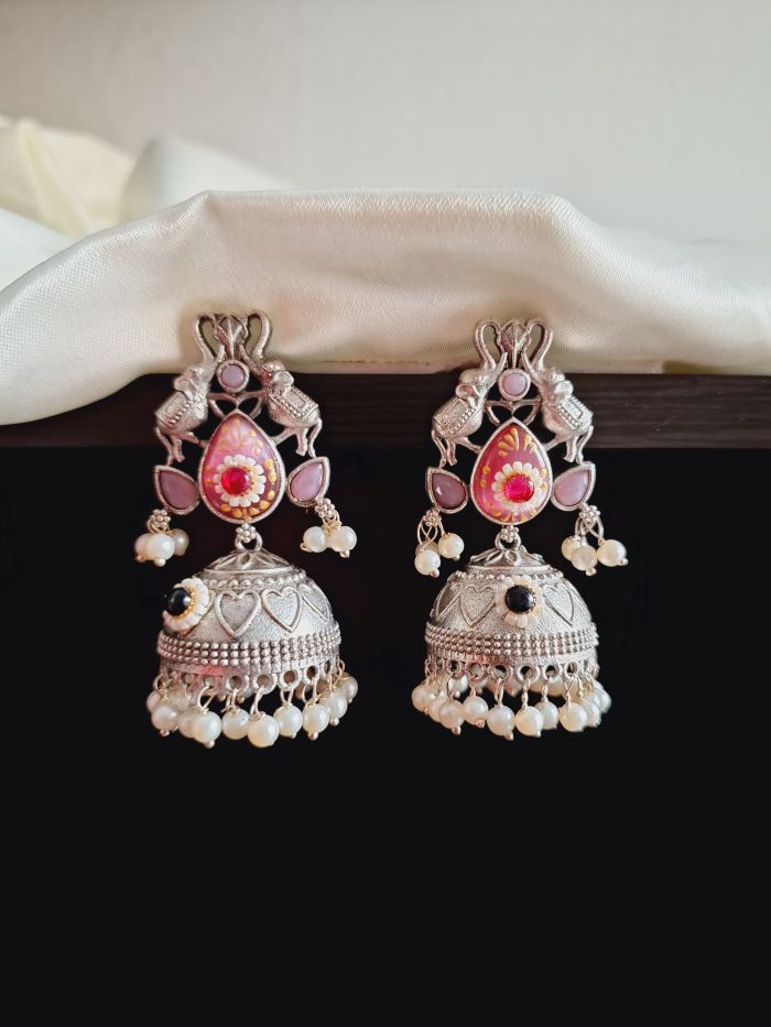 Sharmin pink jhumkis