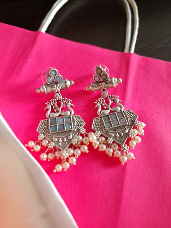Shloka sky blue dangler earrings