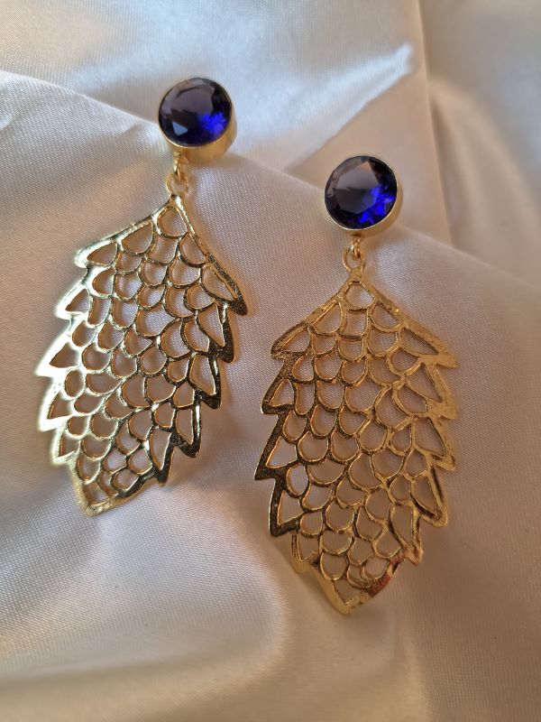 Suzane golden danglers - Dark blue