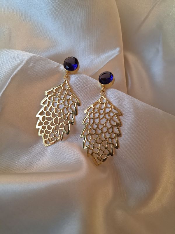 Suzane golden danglers - Dark blue