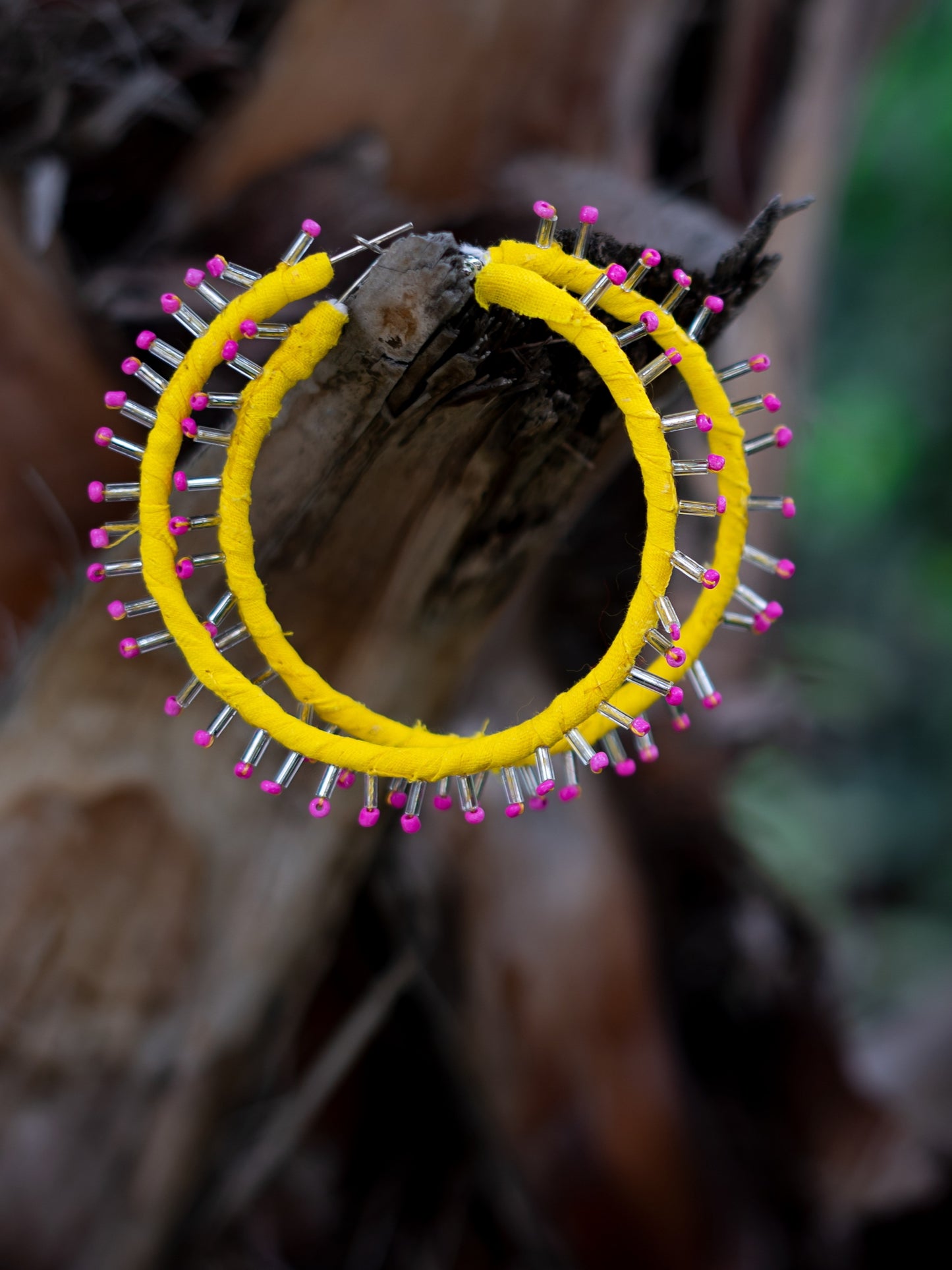 Rida fabric and beads hoops yellow