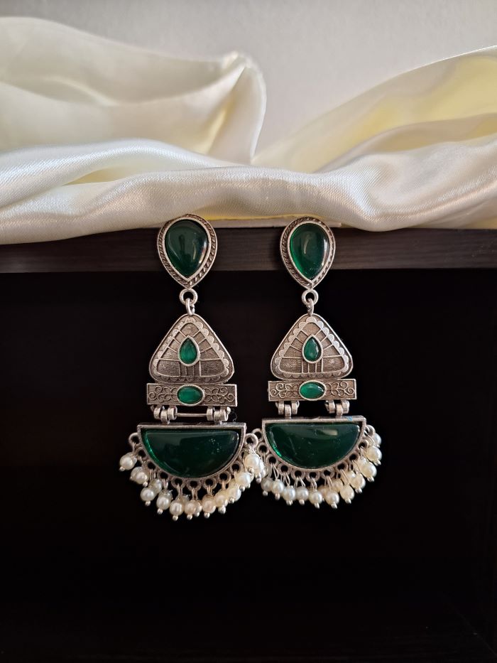 Bijoli Emerald Green Dangler Earrings