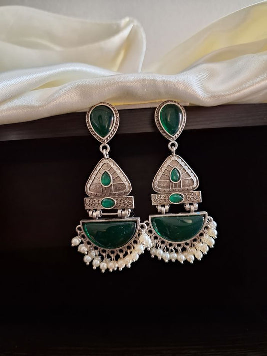 Bijoli Emerald Green Dangler Earrings