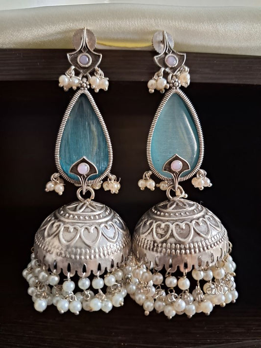 Falguni Sky blue jhumki earrings