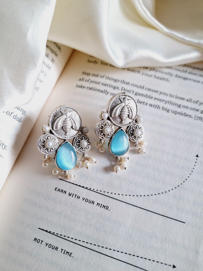 Karma Sky blue stud earrings