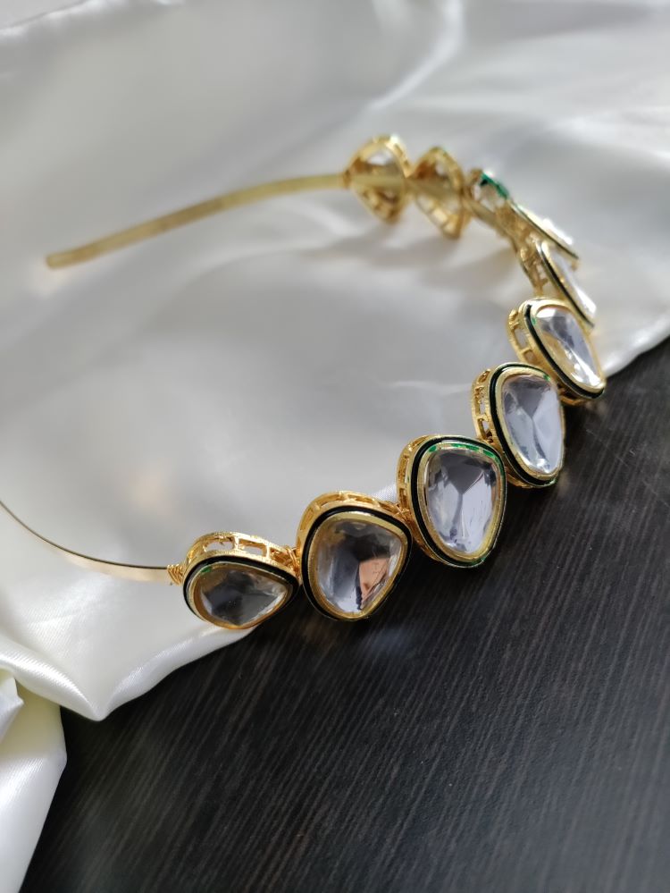 Kavya Triangular Polki golden hairbands