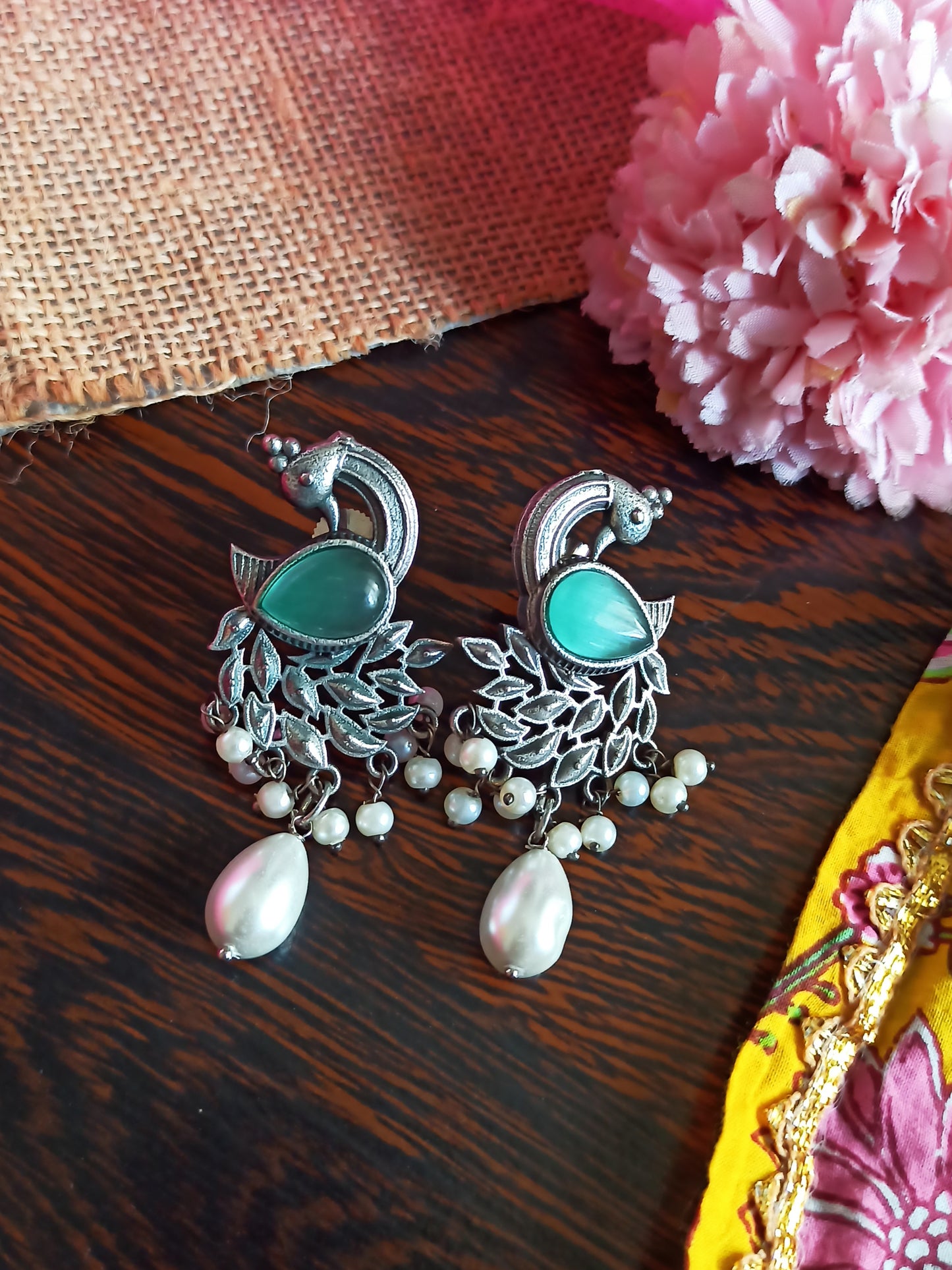 Lavanya Long Silver Lookalike Earrings