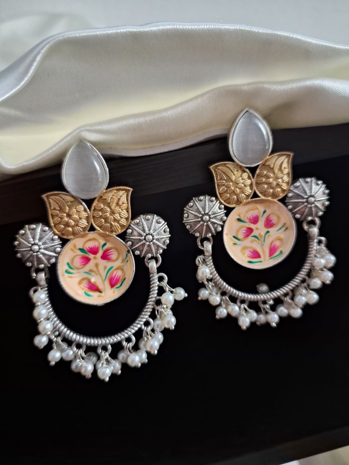 Masoom peach chandbali earrings