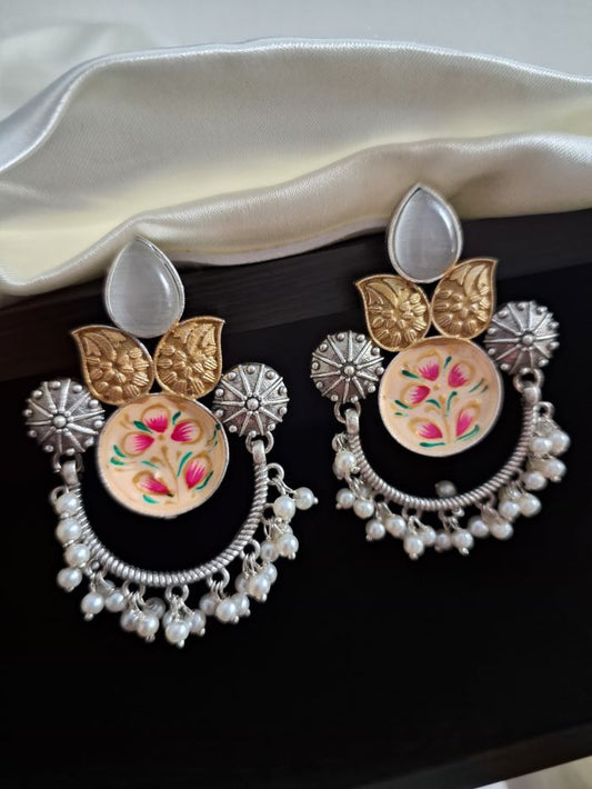 Masoom peach chandbali earrings