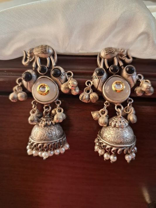Rupali white jhumka earrings