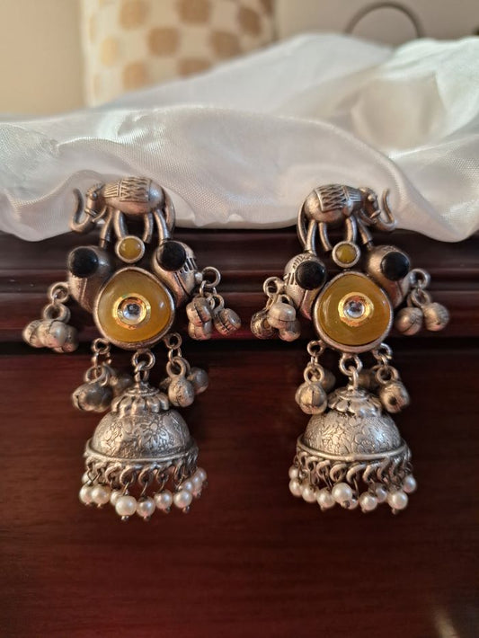 Rupali Yellow jhumka earrings