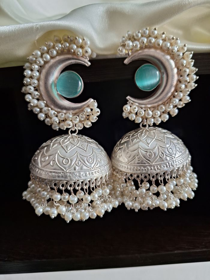 Pallavi Mint blue jhumki earrings