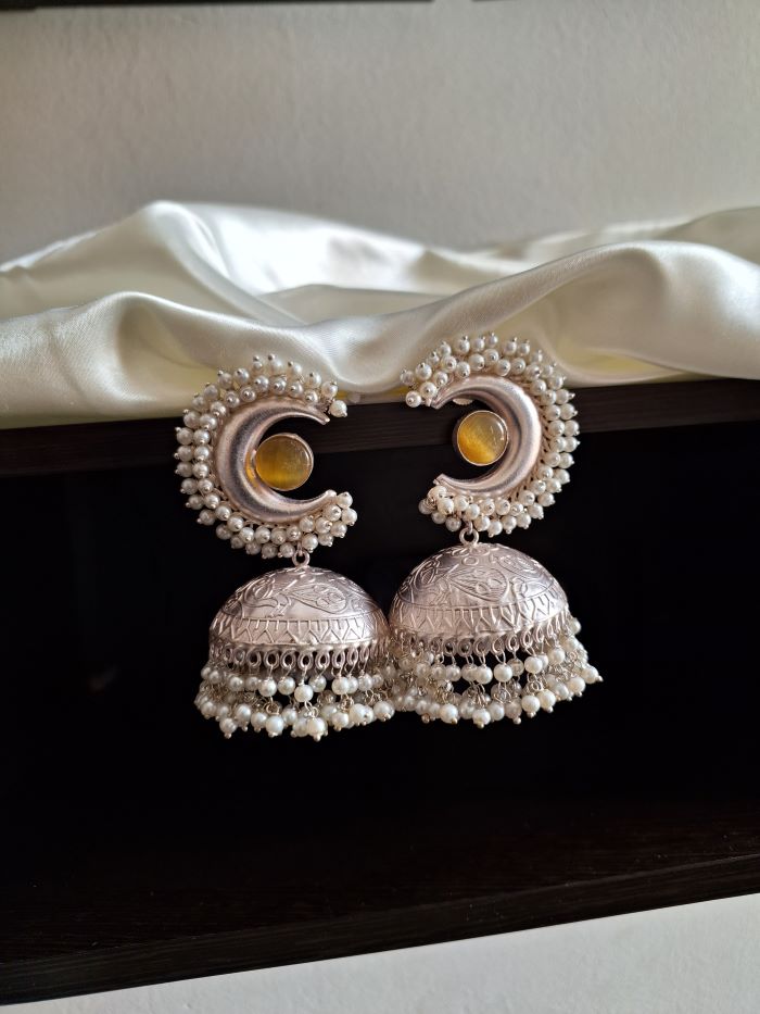Pallavi yellow jhumki earrings
