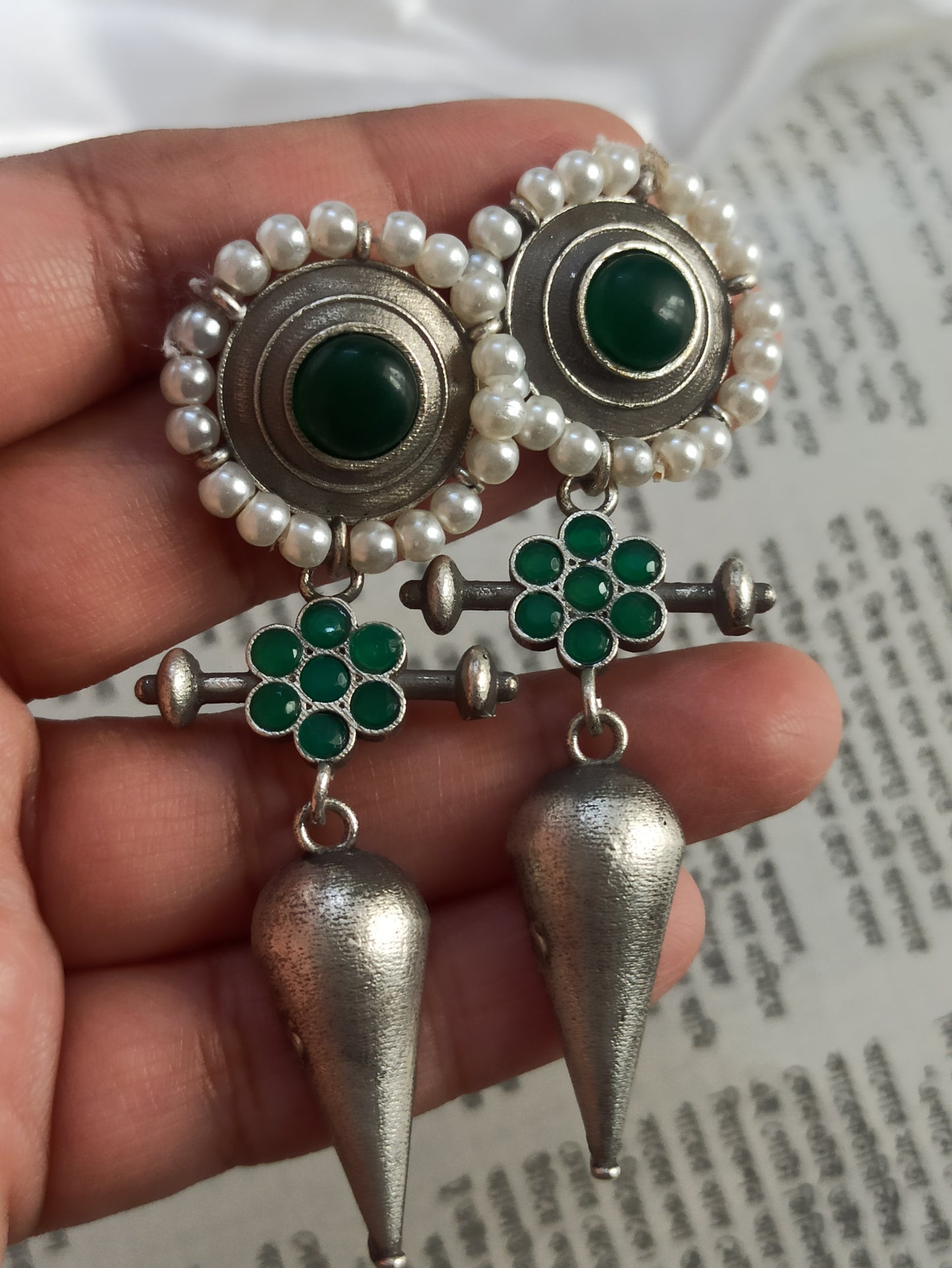 Parineeta Emerald Green Dangler earrings