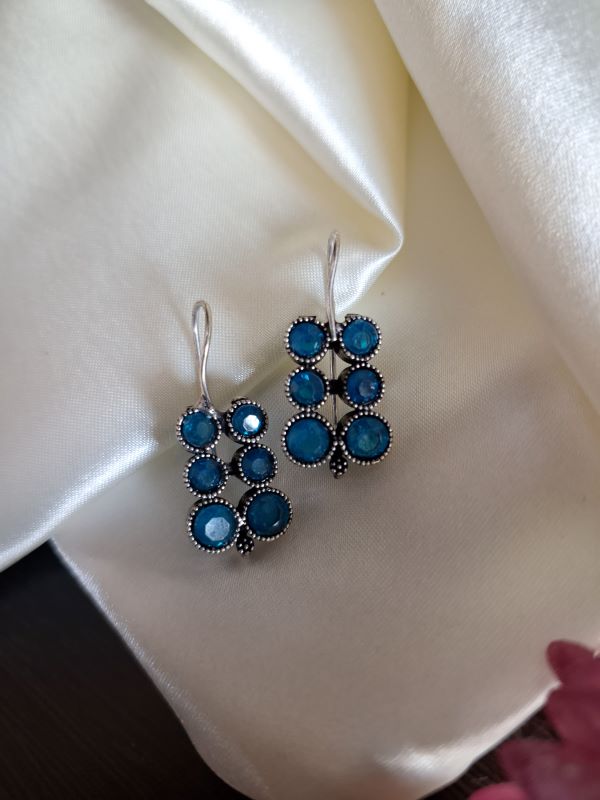 Reeva Brass hook earrings Teal