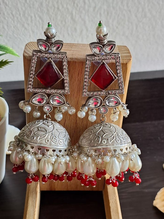 Ridham red jhumkas